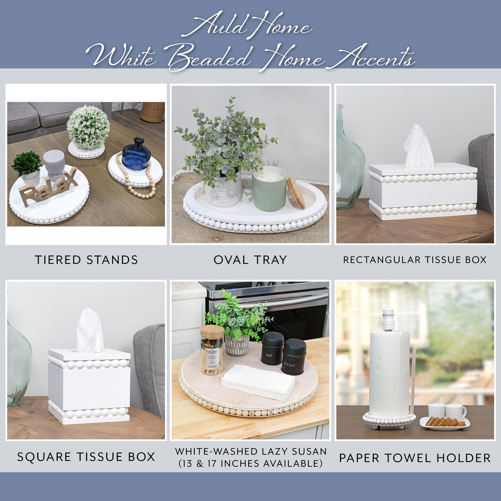 Farmhouse Beaded Pedestal Tiered Stands (3-Piece Set, White) - sh2383ah1