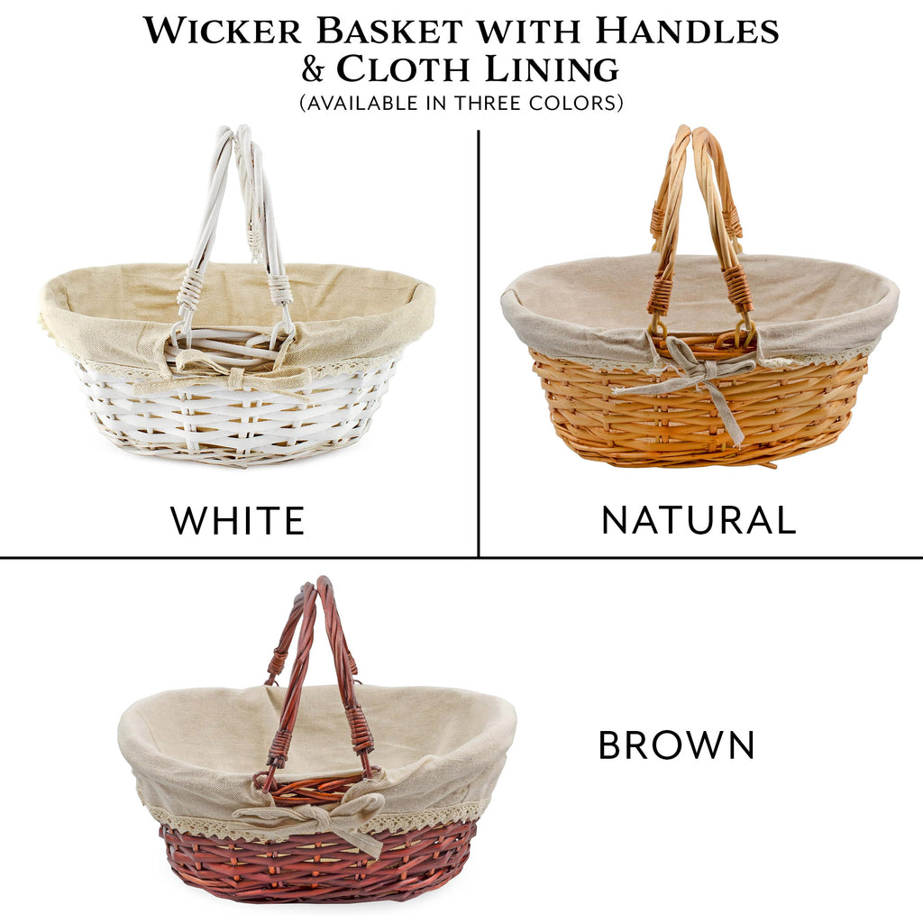Wicker Basket with Handles with Cloth Lining - Wickerbask